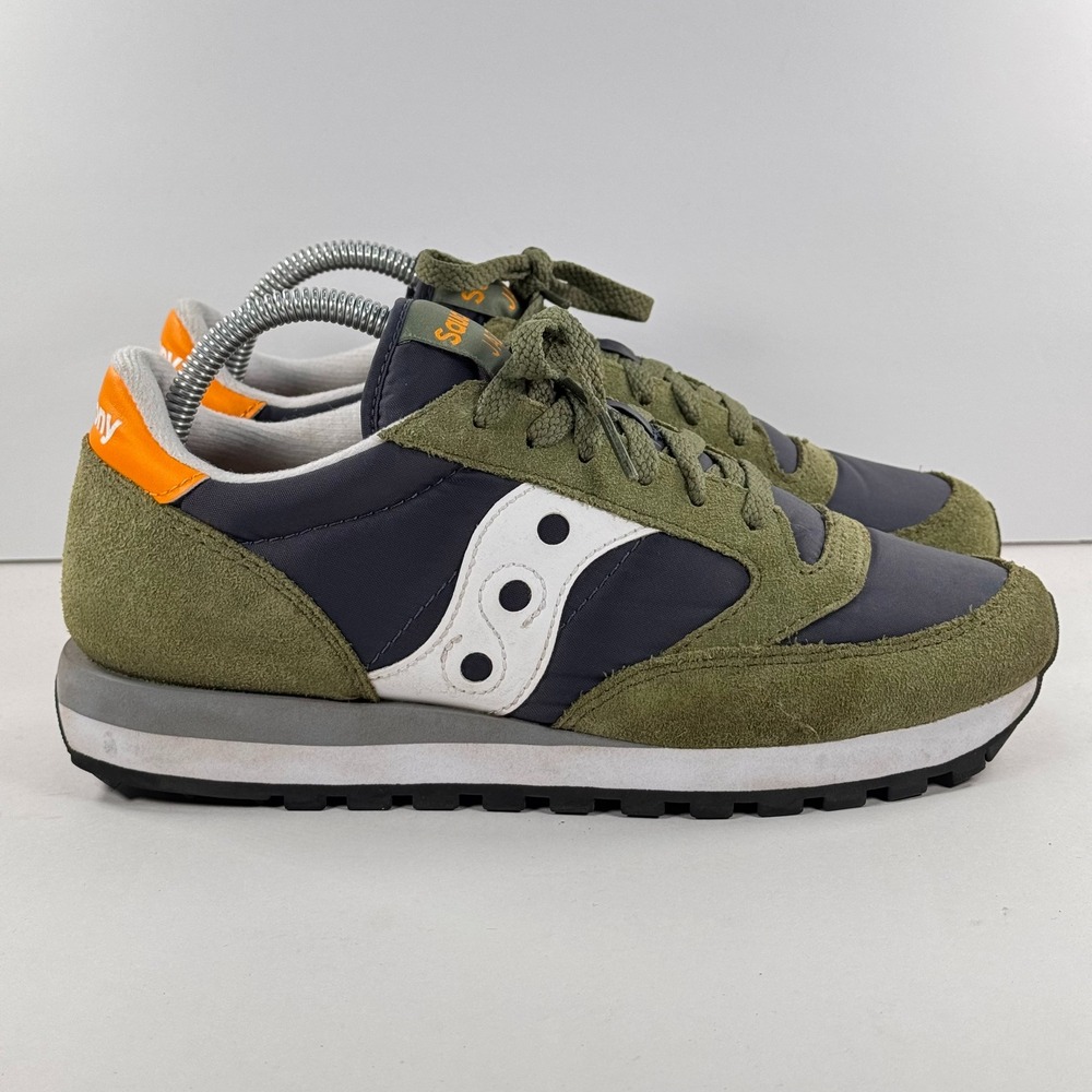 Saucony Jazz 81 Mens 7.5 Olive Green Grey Orange Retro Running Shoes S2044-669